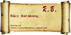 Rácz Barakony névjegykártya